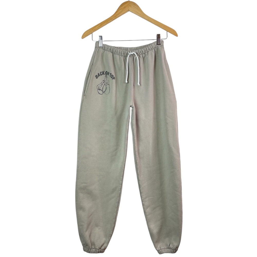 Heavy Manners BACK ON TOP Women’s Tan Cotton Sweatpants Jogger Pants Size Small